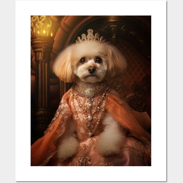 Graceful Apricot Bichon Frisé - Medieval Spanish Princess Wall Art by HUH? Designs